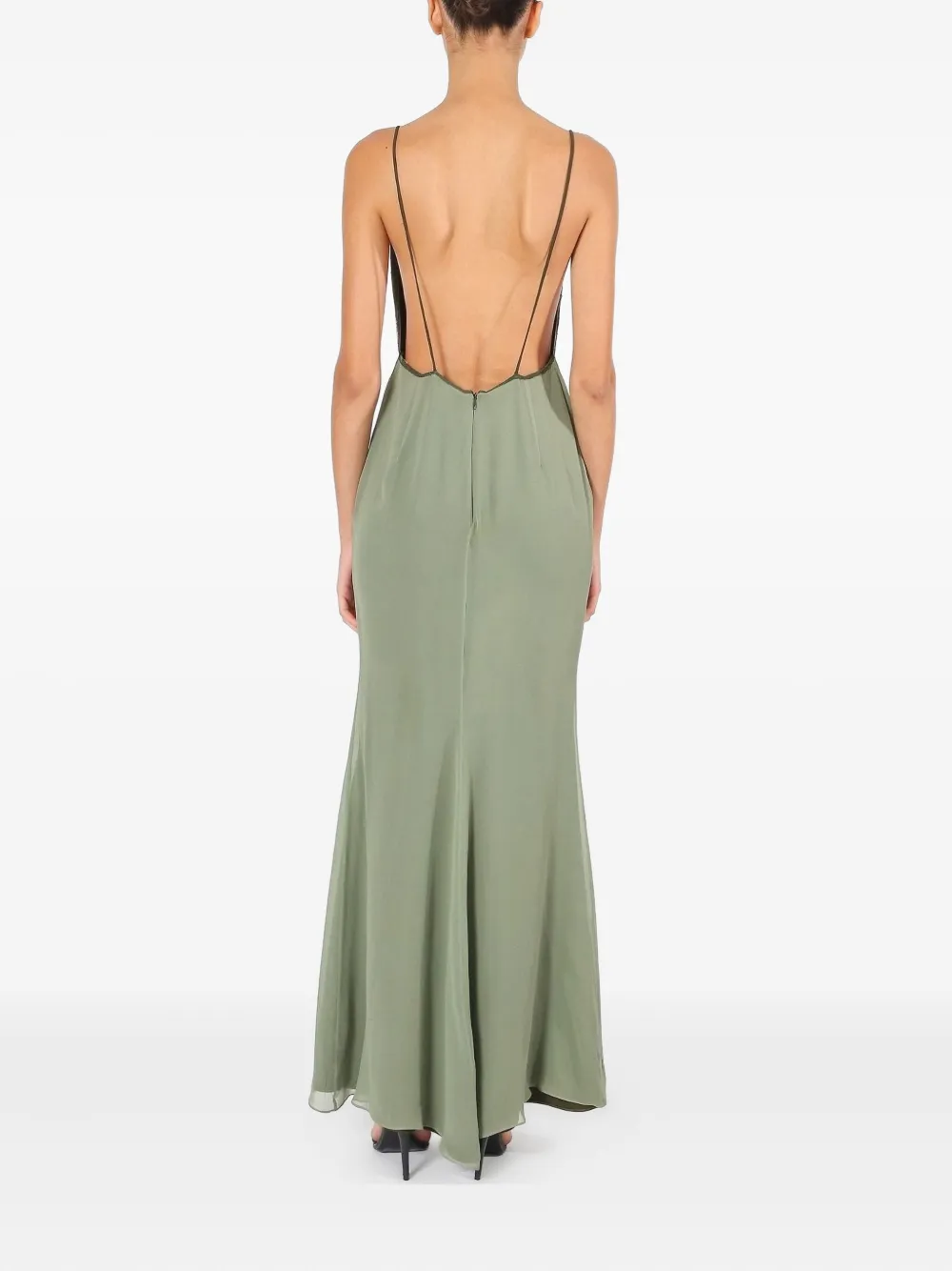 Lethicia Bronstein Lace-trim Maxi Dress In Green