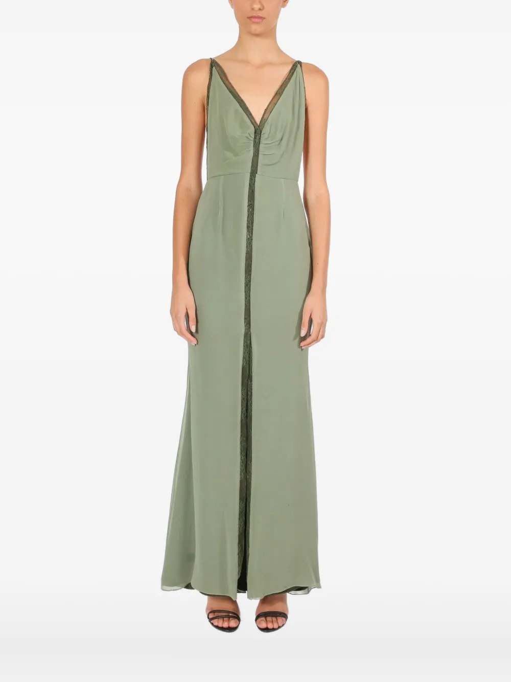 Lethicia Bronstein Lace-trim Maxi Dress In Green