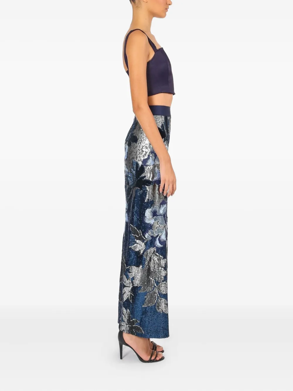 Lethicia Bronstein Diana sequinned floral skirt - Blauw