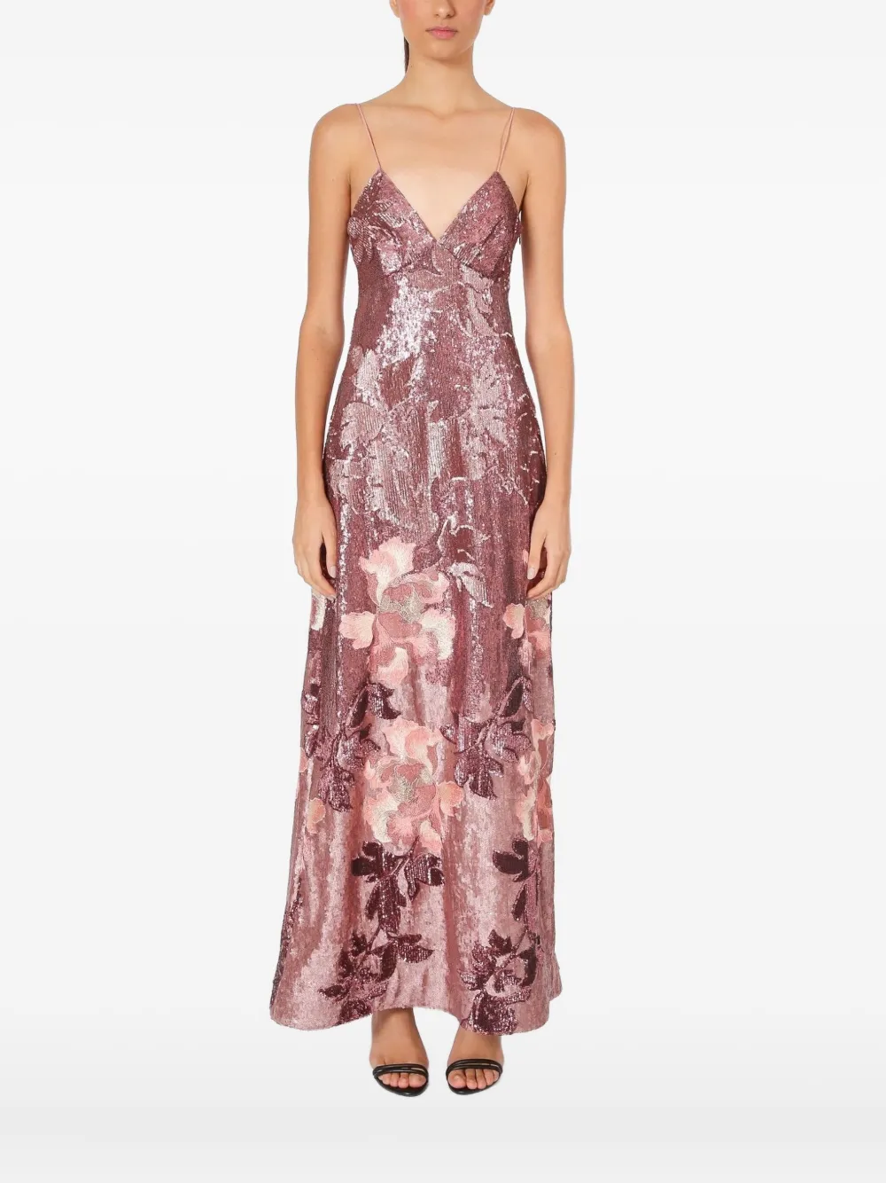 Lethicia Bronstein Afrodite Sequinned Floral Dress In Pink