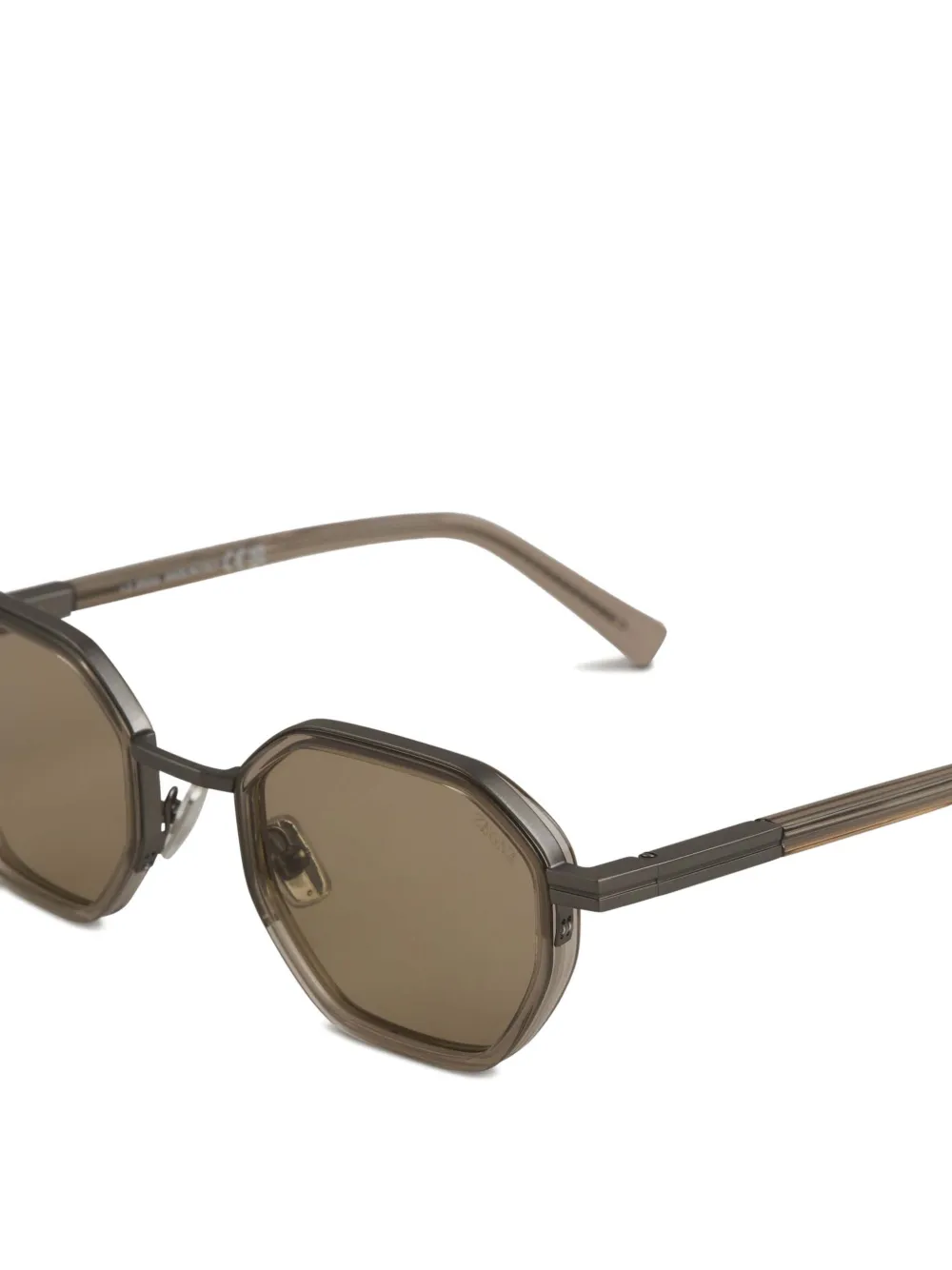 Zegna Zonnebril met geometrisch montuur Bruin