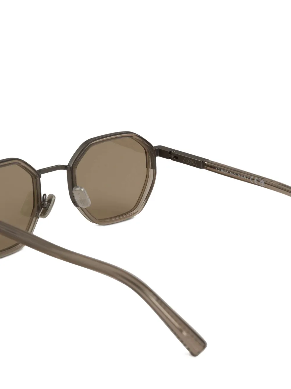 Zegna Zonnebril met geometrisch montuur Bruin