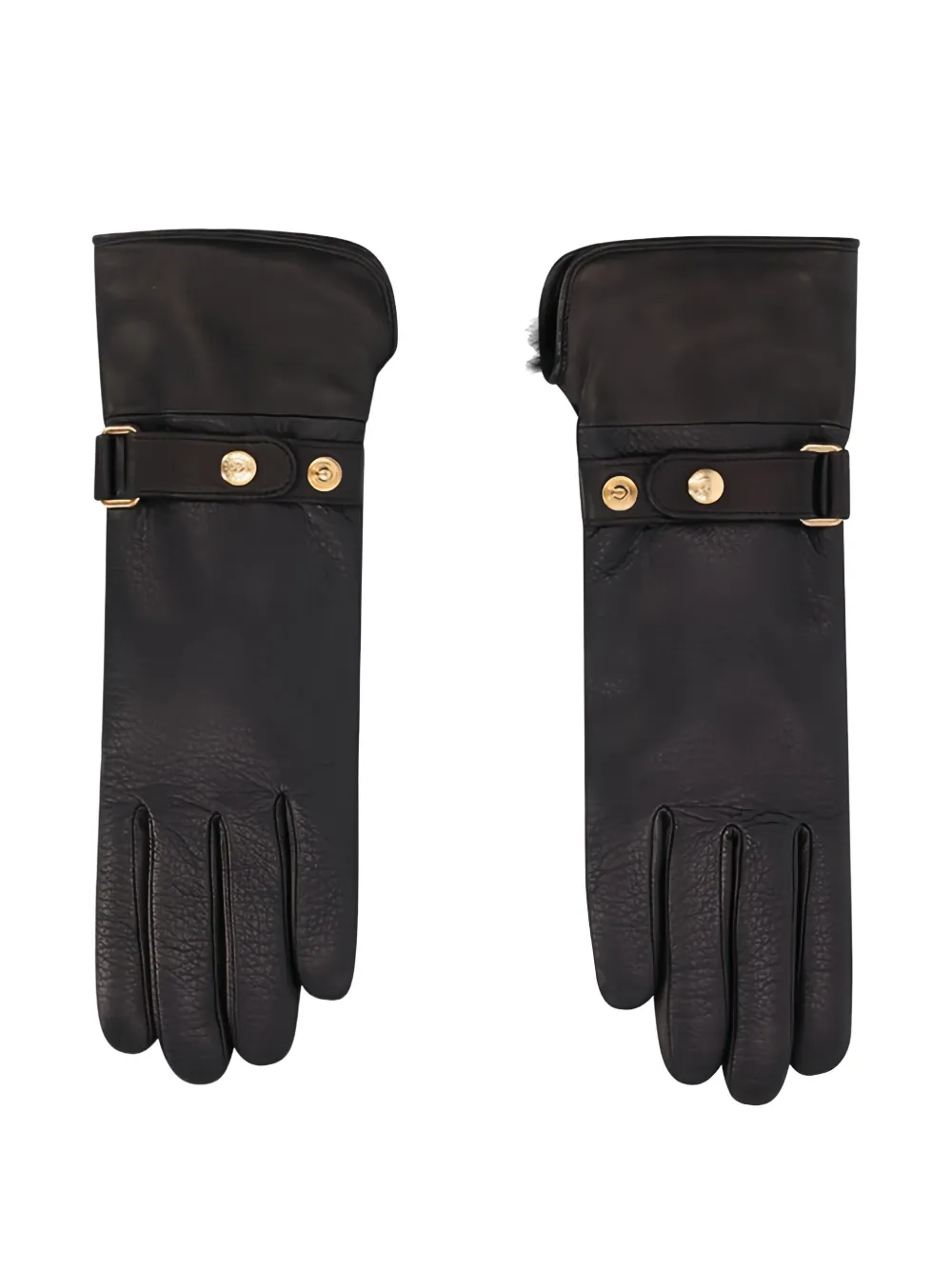 Longchamp leather gloves - ブラック Longchamp leather gloves - ブラック