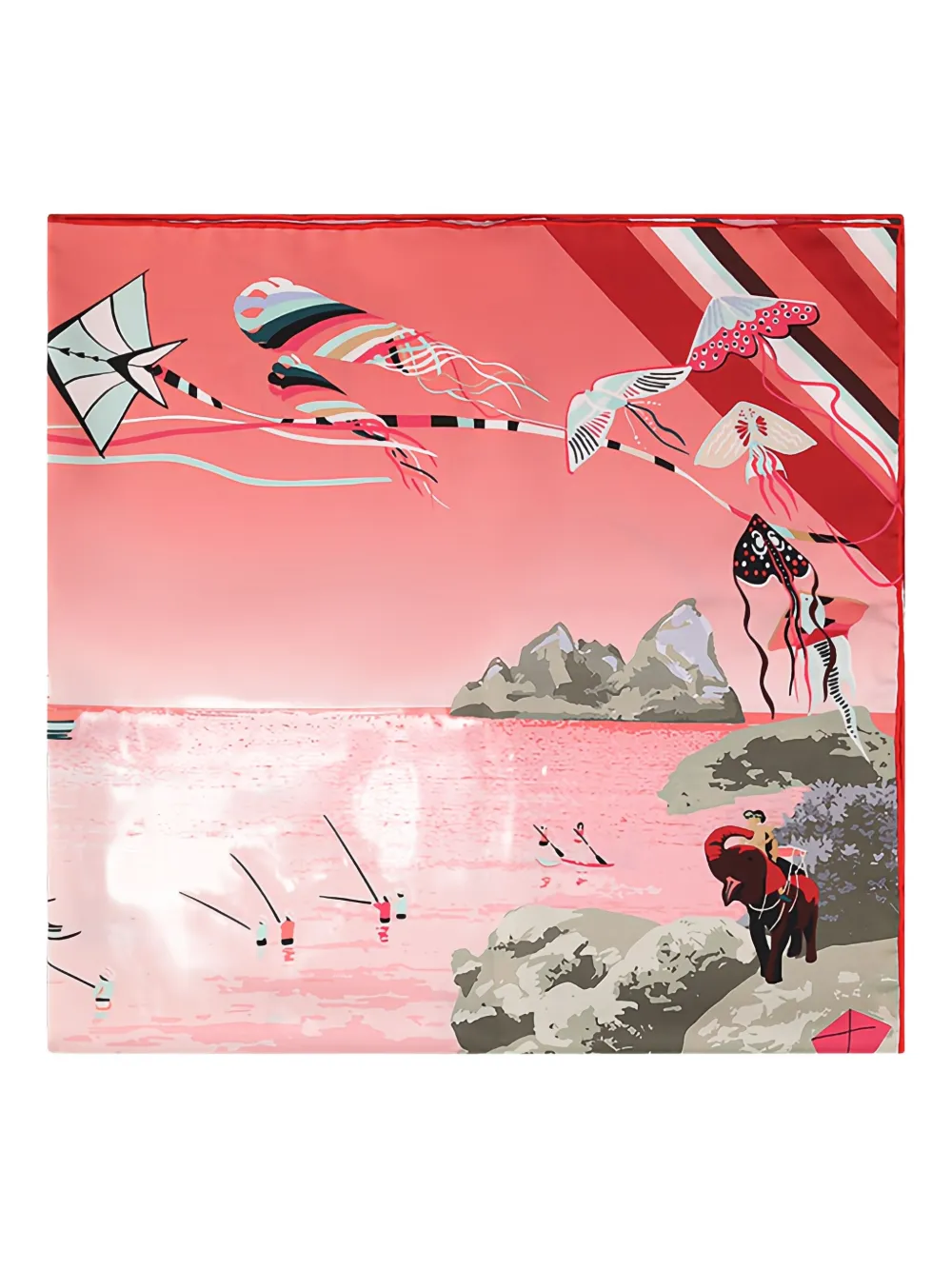 Longchamp graphic-motif scarf | Pink | Image 1