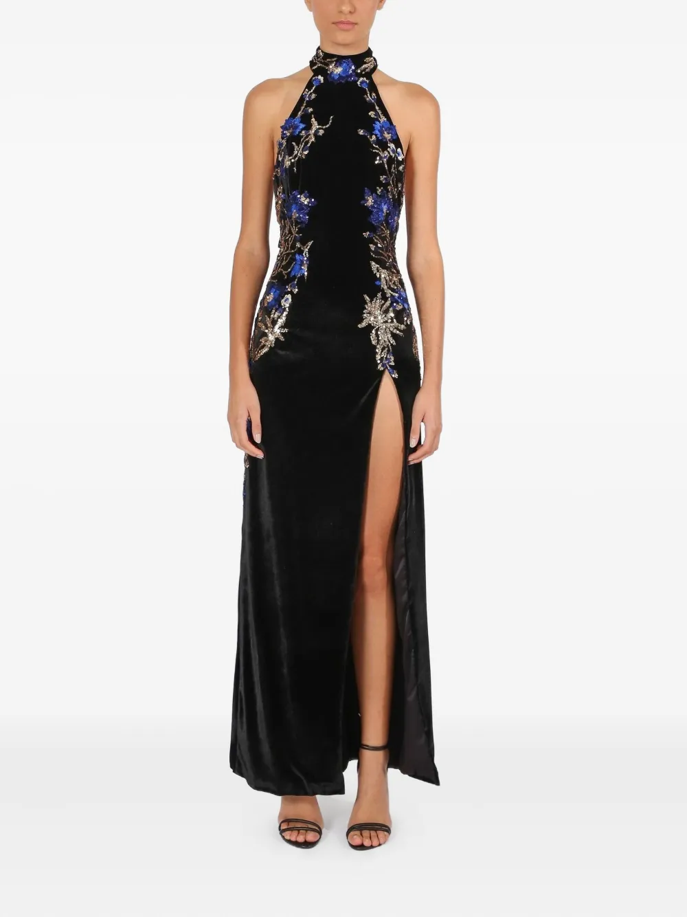 Lethicia Bronstein Hera halterneck sequinned dress - Zwart