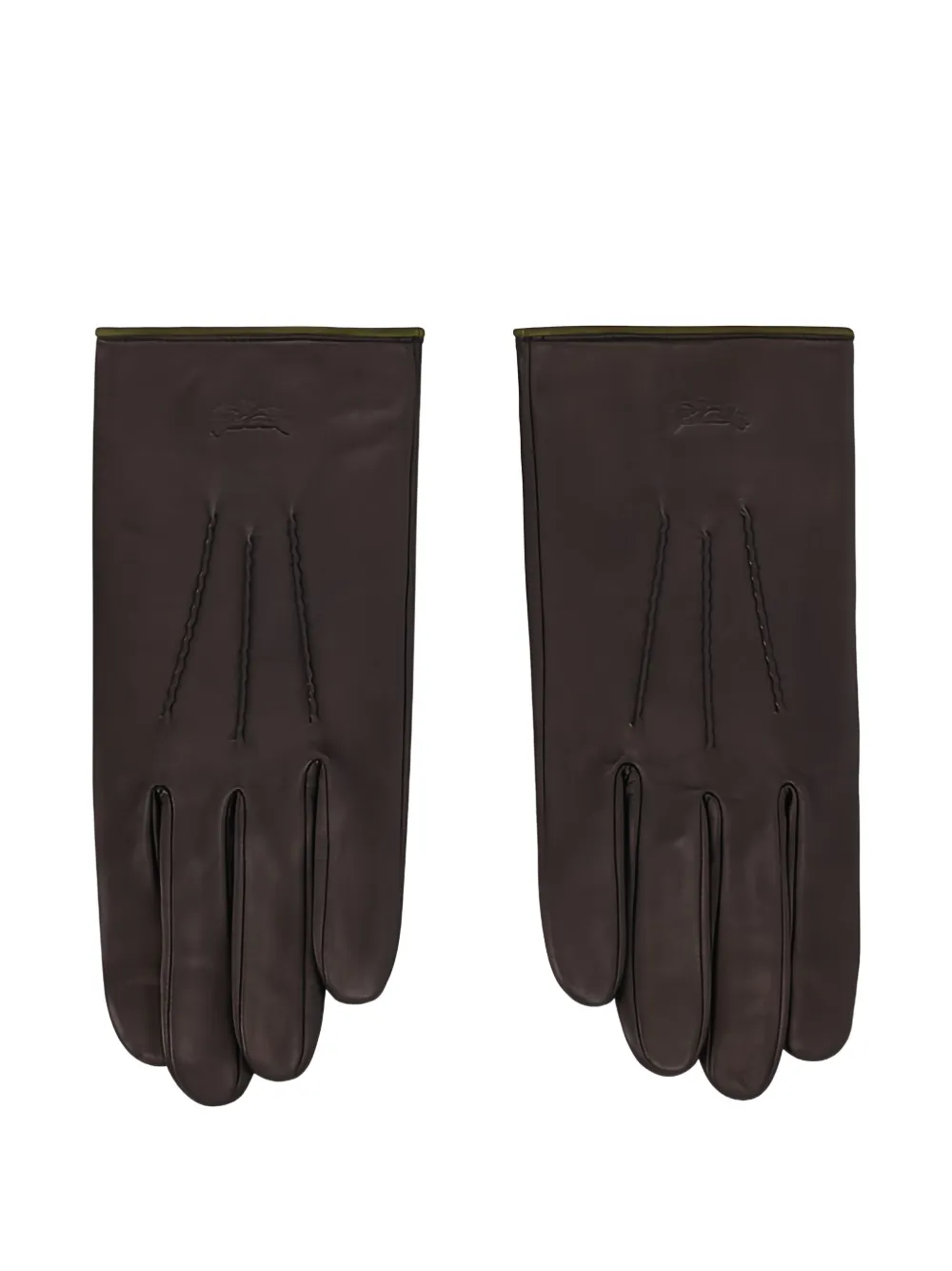 Longchamp topstitch gloves - ブラウン Longchamp topstitch gloves - ブラウン