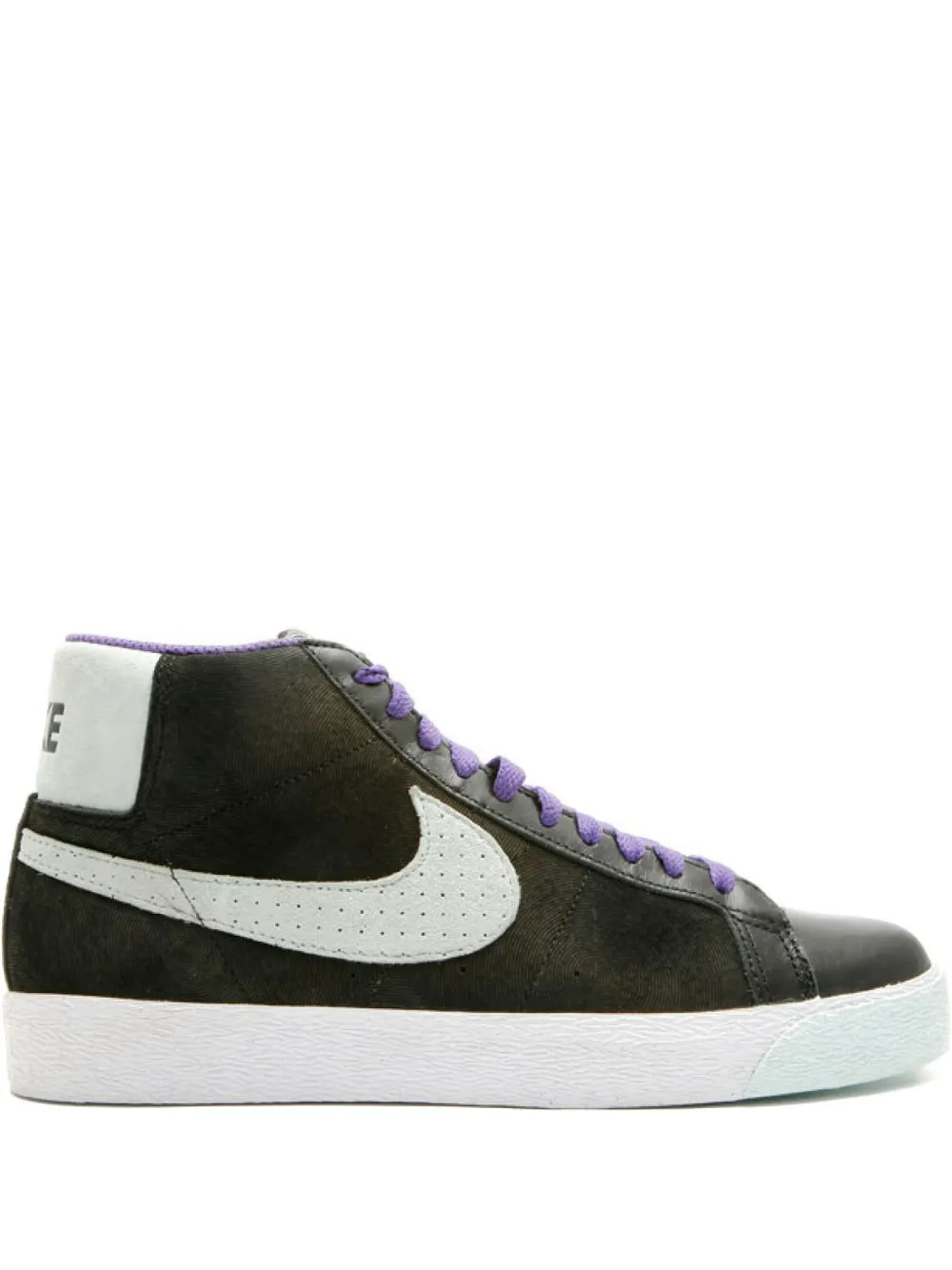 Nike SB Blazer suede-panelled high-top sneakers 031 Black Ice Green