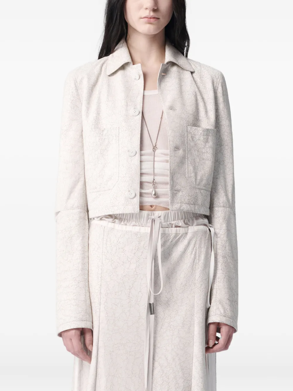 Ann Demeulemeester Phae cropped cropped jacket | White | Image 1