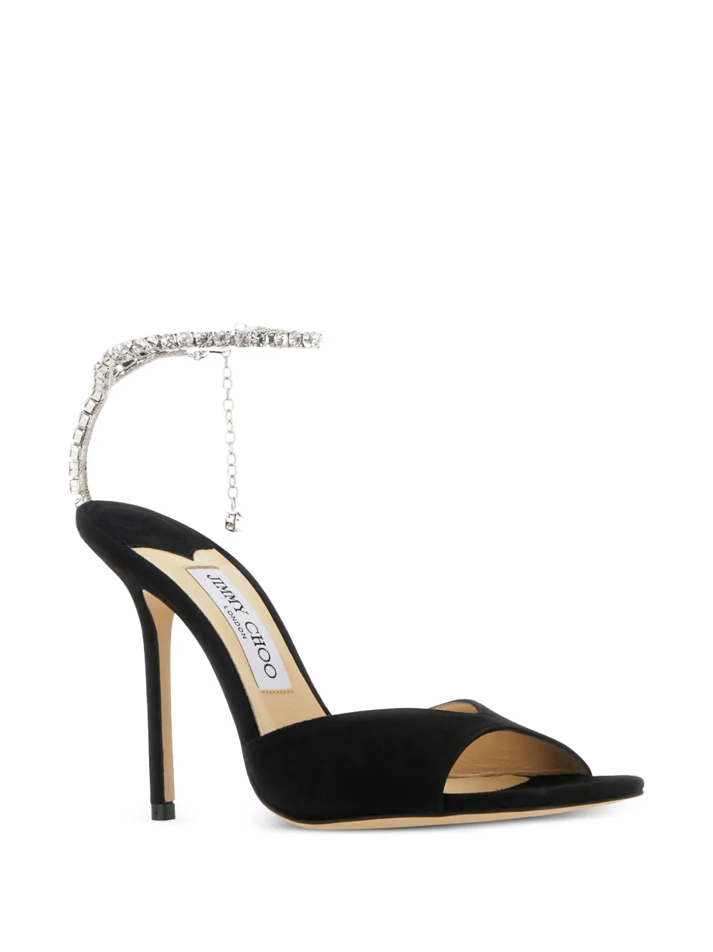 Jimmy Choo 100mm Saeda crystal-embellished sandals Black