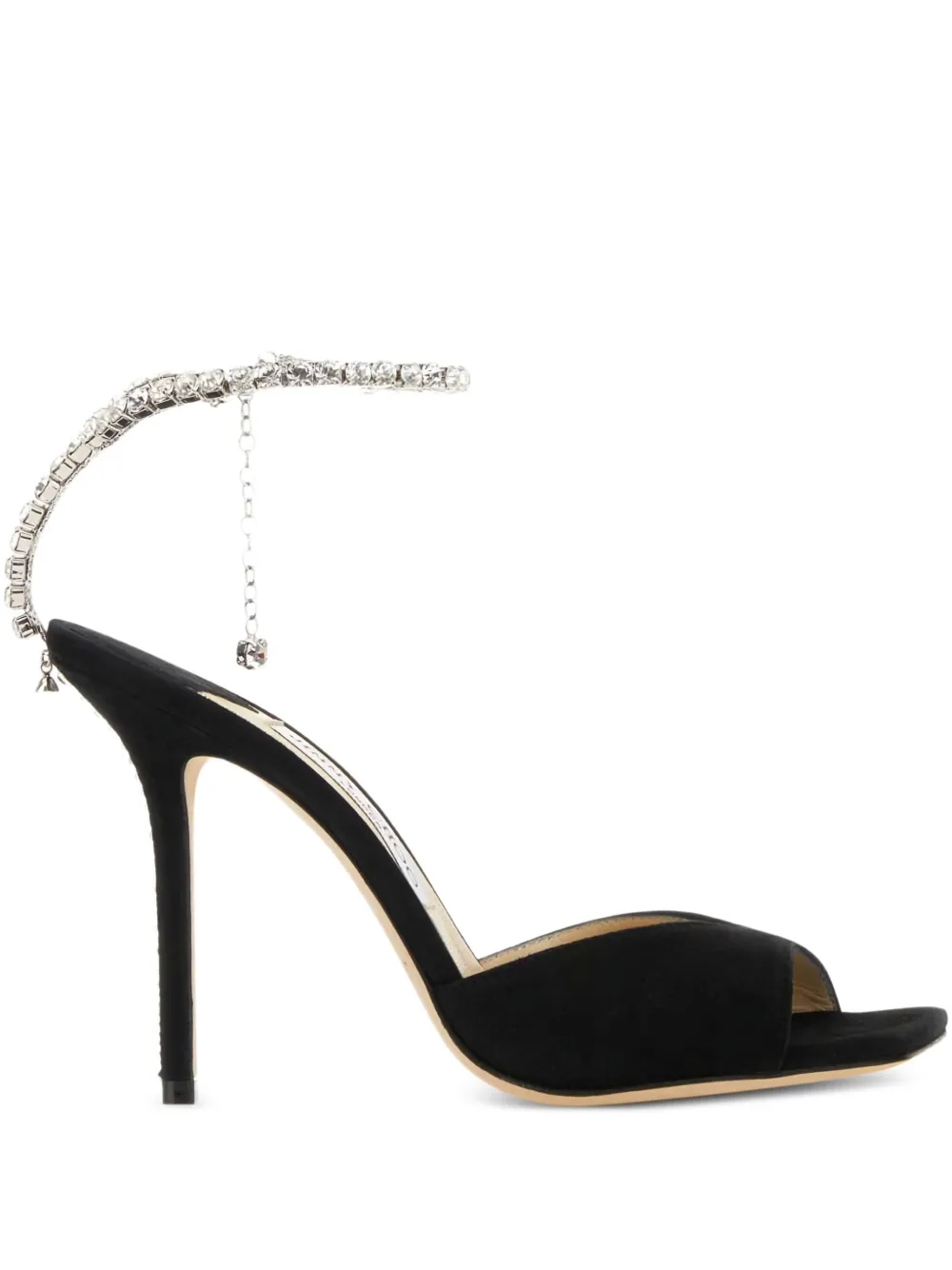 Jimmy Choo 100mm Saeda crystal-embellished sandals Black
