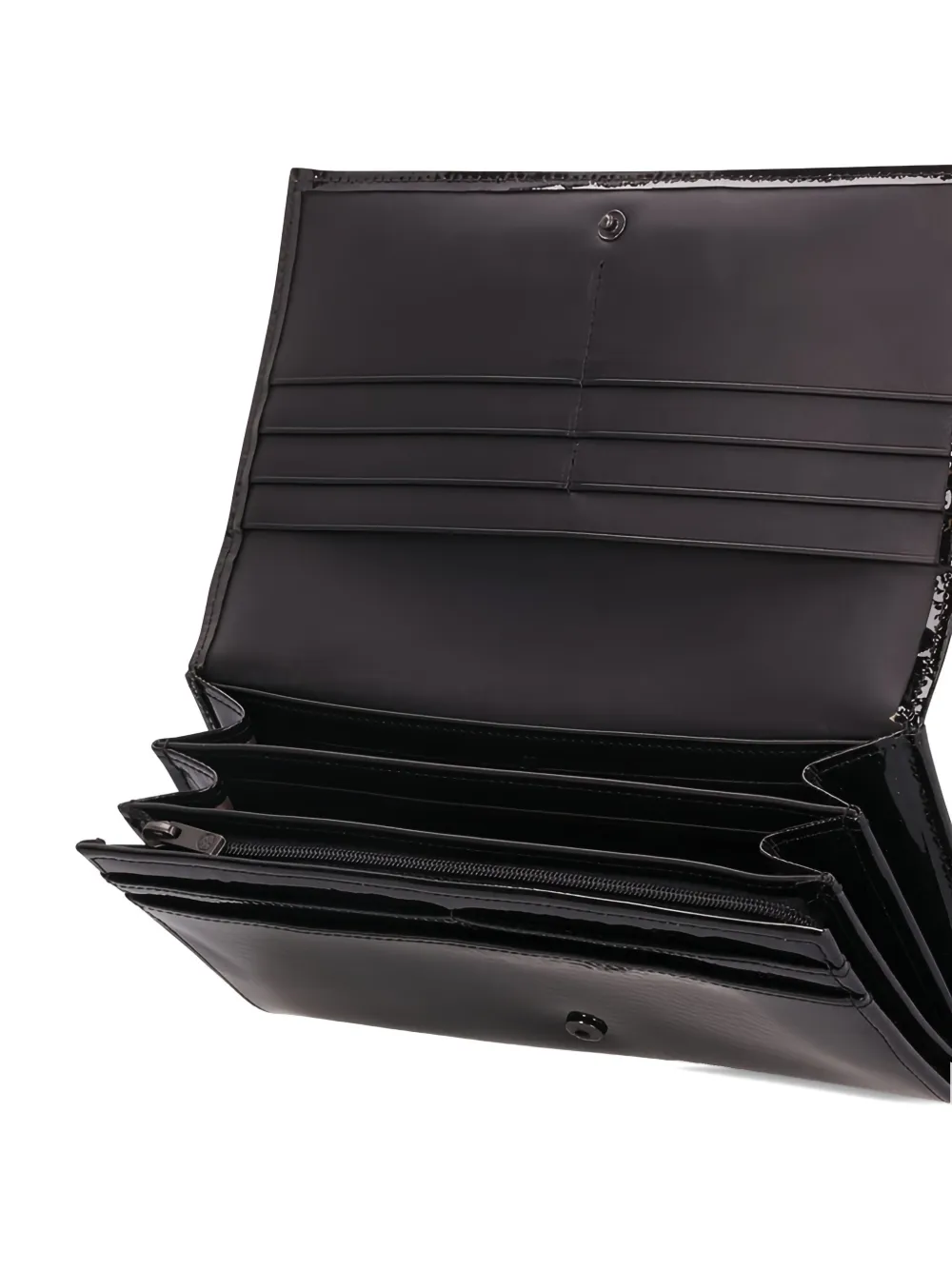 Longchamp Patent Plaque Wallet In Black