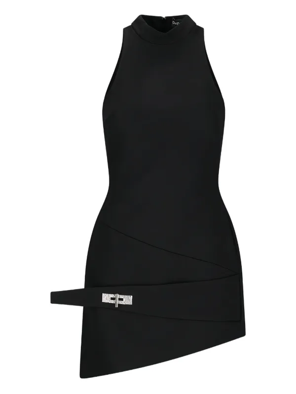 David Koma Asymmetric Halterneck Mini Dress in Black