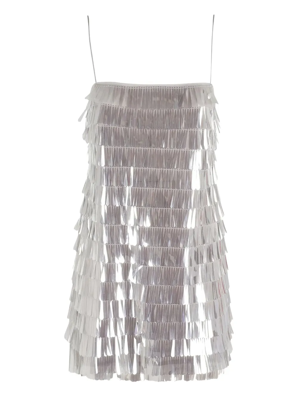 Retroféte Sequined Fringed Mini Dress With Back Zipper Closure In Gray