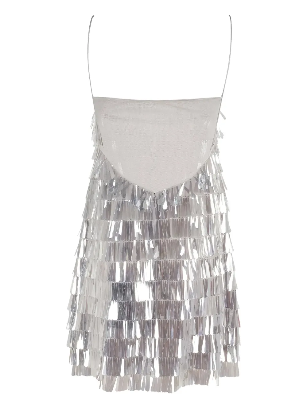Retroféte Sequined Fringed Mini Dress With Back Zipper Closure In Gray