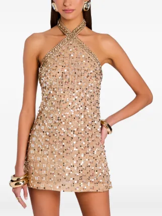 Retrofete Halterneck sequin-embellishment Mini Dress | Neutrals | FARFETCH  KW