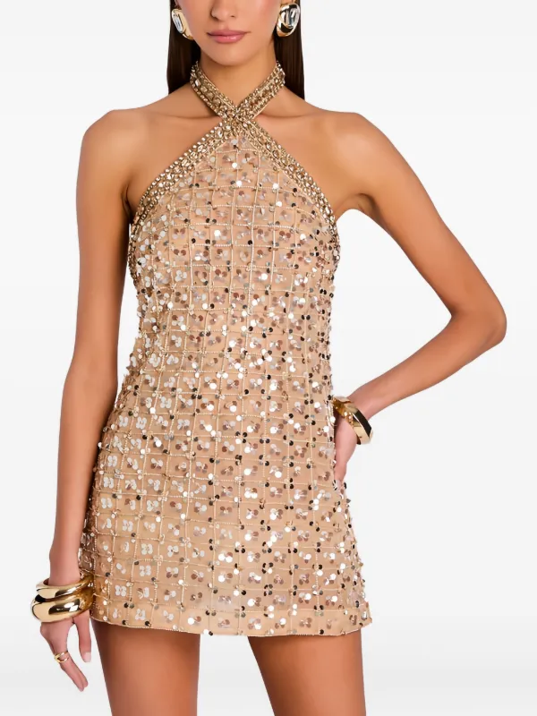 Retrofete Halterneck sequin-embellishment Mini Dress | Neutrals | FARFETCH  JO