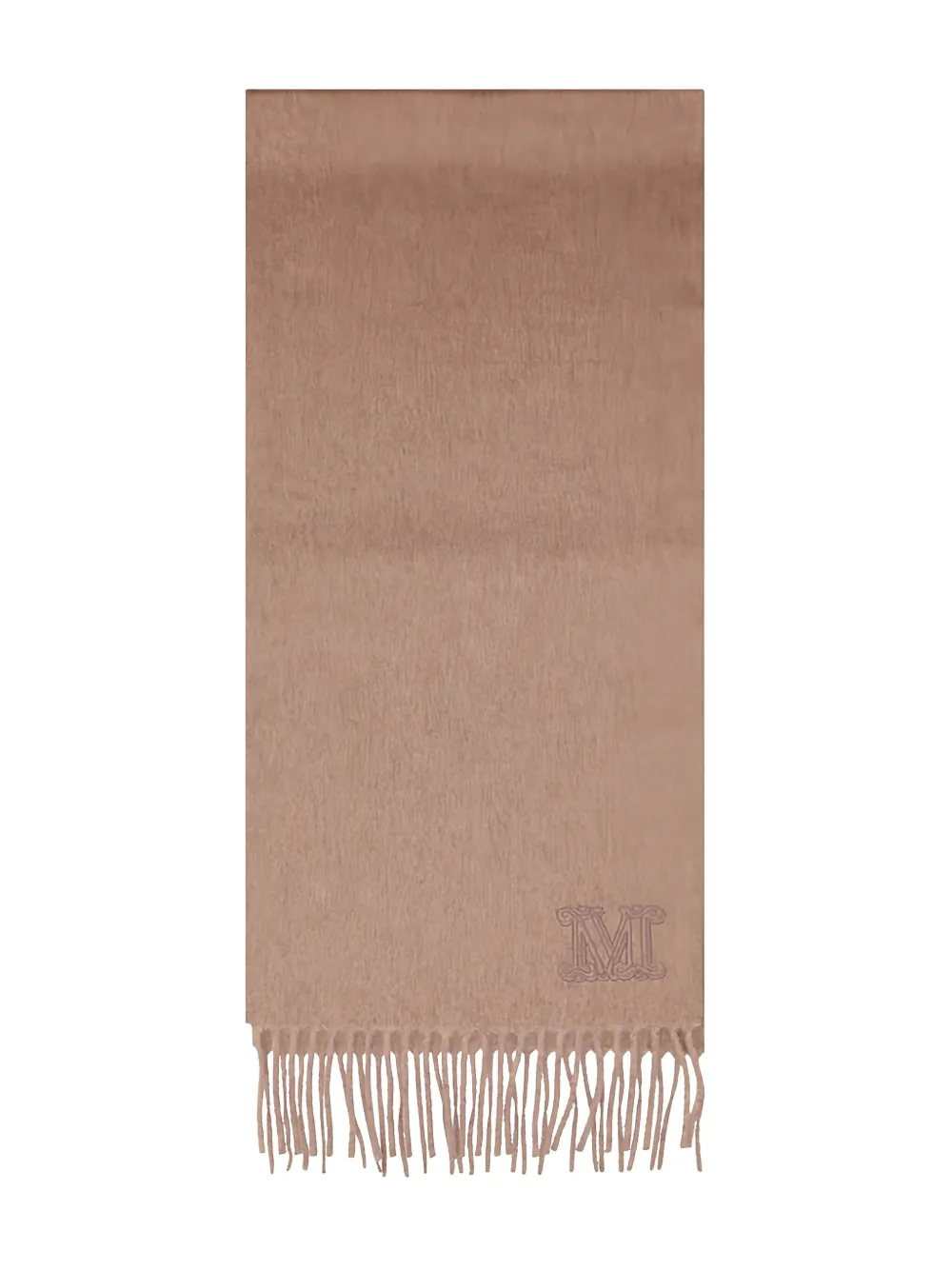 embroidered-logo fringed scarf