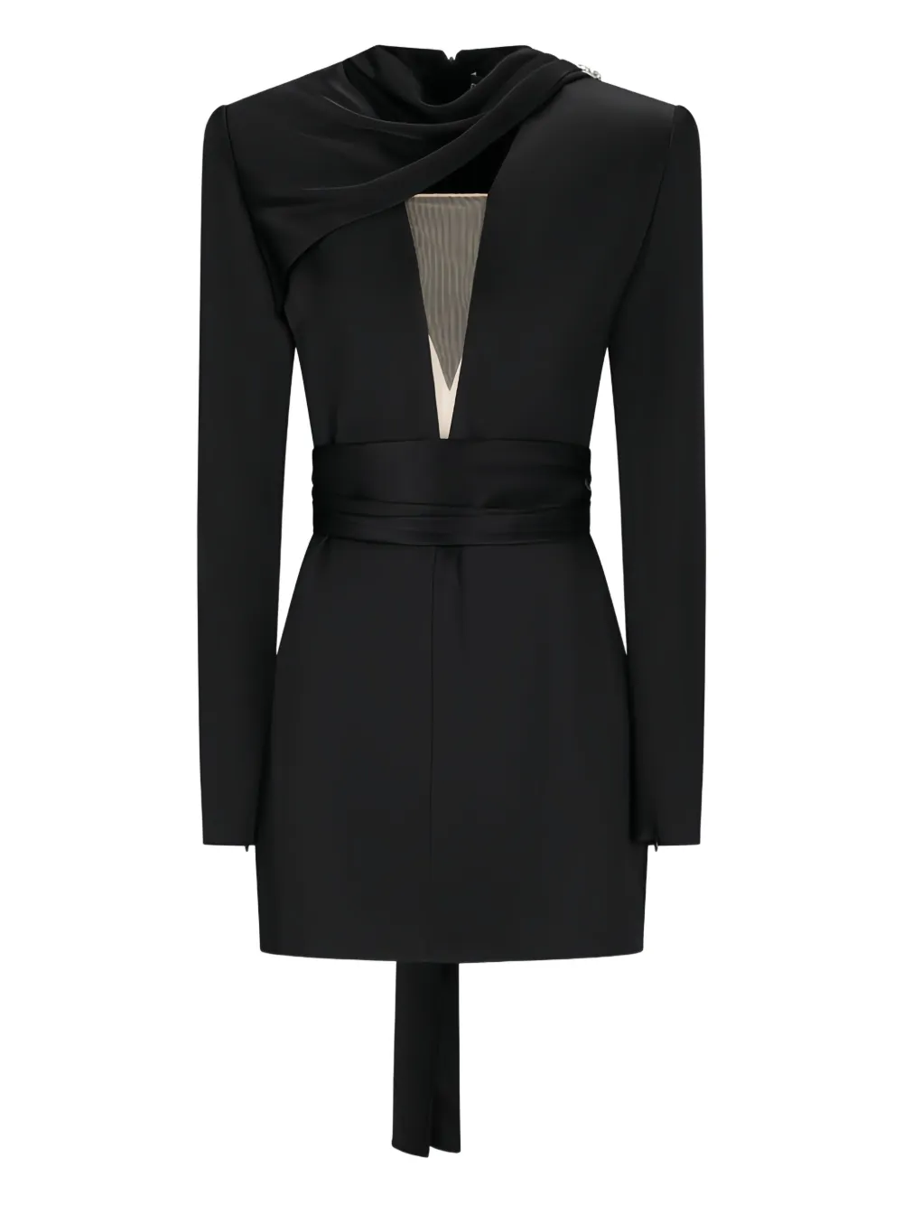 David Koma scarf crystal detail mini dress | Black | Image 1