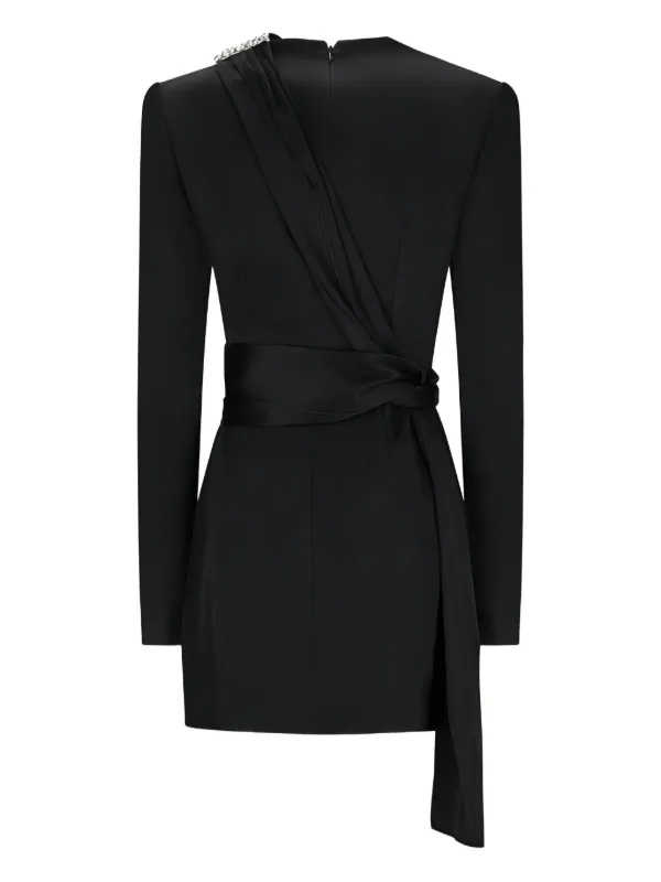 david koma scarf asymmetrical hem mini dress David Koma - White satin asymmetric mini dress with crystals RE24DK65D