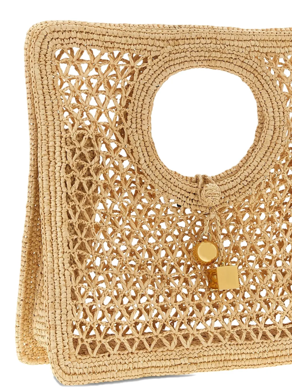 Jacquemus Small The Spiaggia Circular-handle Crochet Tote Bag In Neutral