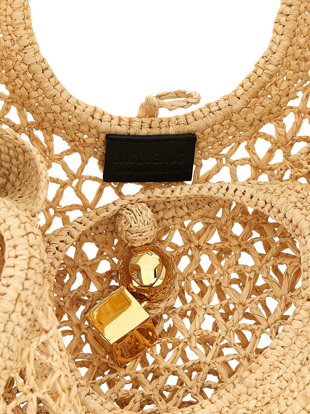 Jacquemus Small The Spiaggia Circular-handle Crochet Tote Bag In Neutral