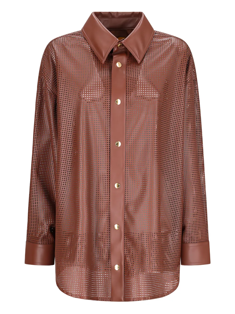 Khrisjoy Aura Perforated Leather Shirt In Brown