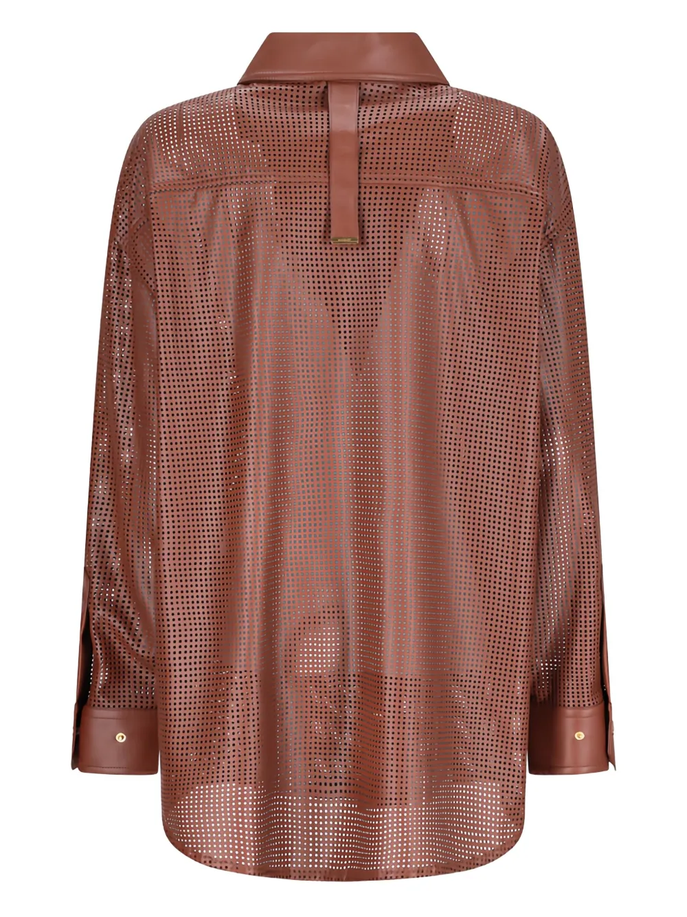 Khrisjoy Aura Perforated Leather Shirt In Brown