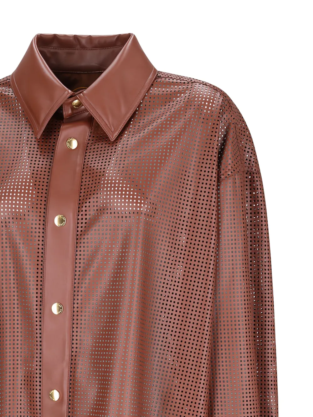 Khrisjoy Aura Perforated Leather Shirt In Brown