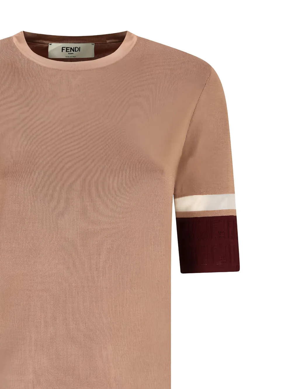 Fendi Block-stripe Short-sleeve T-shirt In Brown