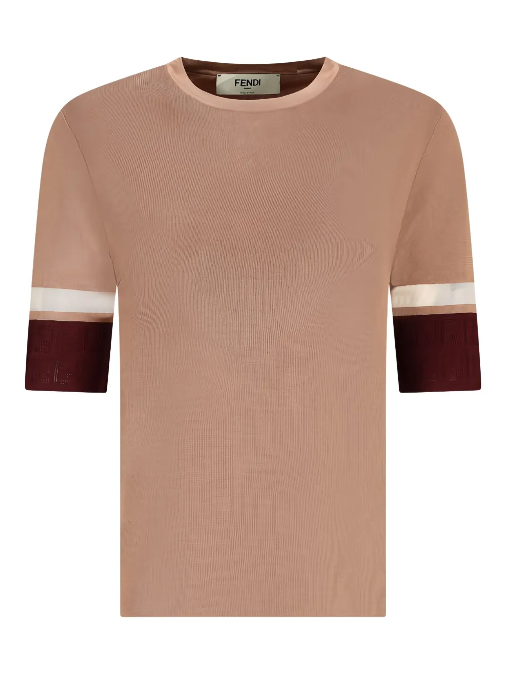 Fendi Block-stripe Short-sleeve T-shirt In Brown
