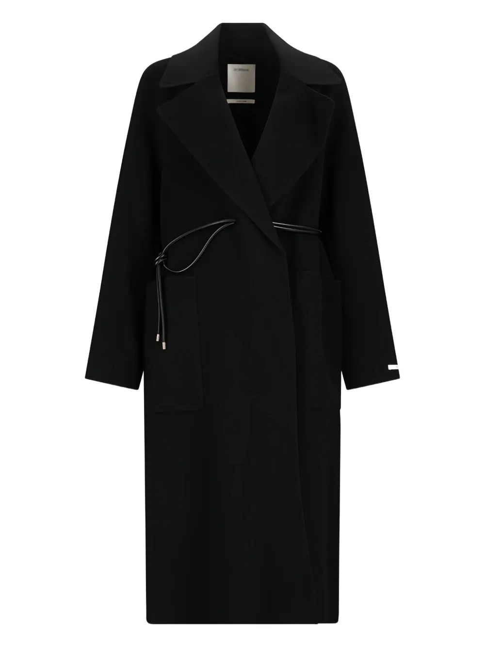 tie-cord detail single-breasted coat