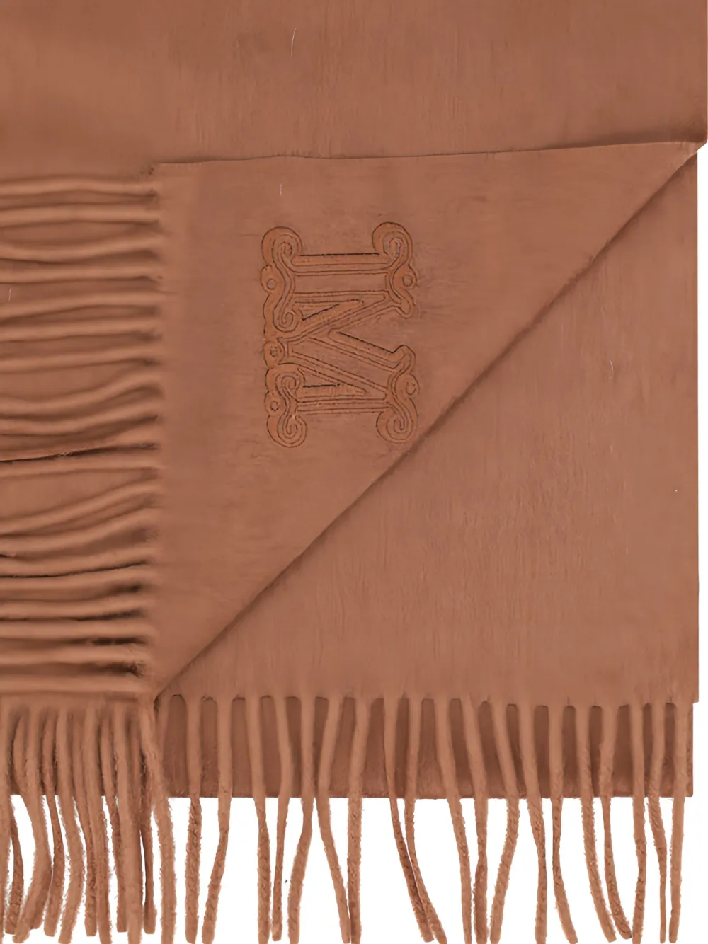 Max Mara embroidered-logo fringed scarf - Bruin