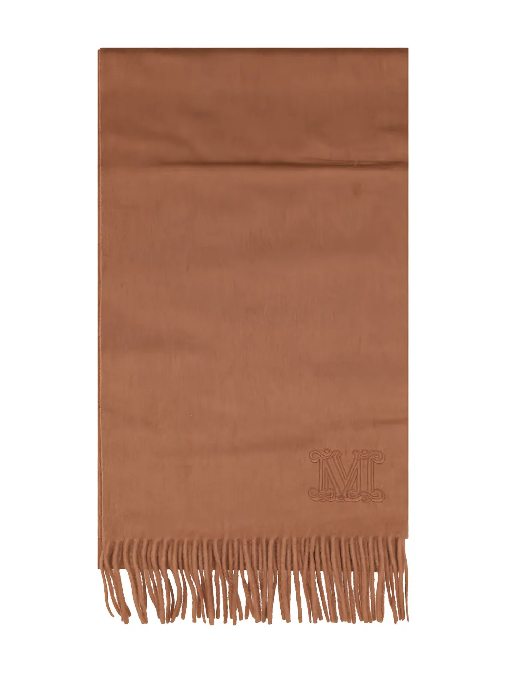 embroidered-logo fringed scarf
