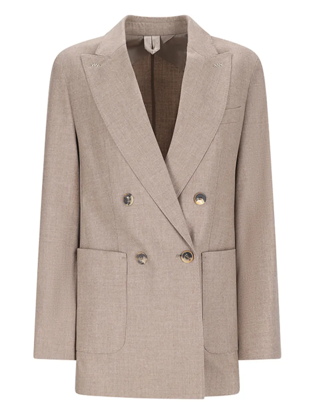 Max Mara Blazer met dubbele rij knopen en opgestikte zakken Beige