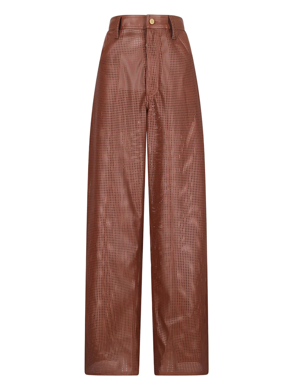 Khrisjoy Elio leren geperforeerde broek Bruin