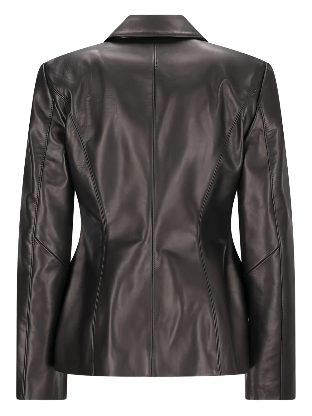 Magda Butrym Leren blazer met gestikte taille Zwart