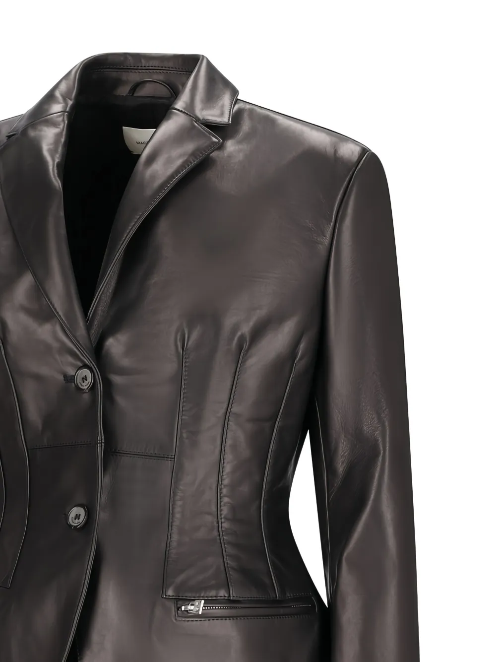 Magda Butrym Leren blazer met gestikte taille Zwart