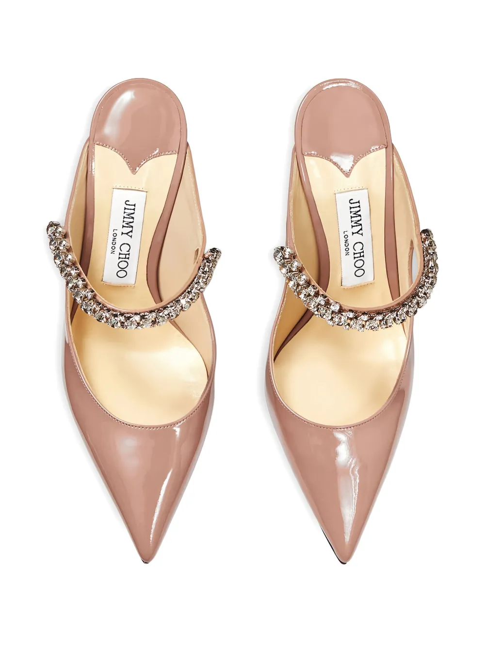 Jimmy Choo 100mm Bing crystal-embellished pointed-toe pumps Neutrals