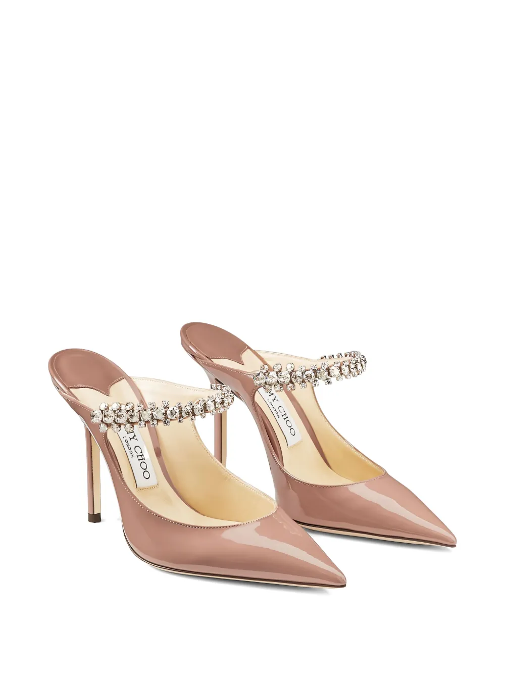 Jimmy Choo 100mm Bing crystal-embellished pointed-toe pumps Neutrals