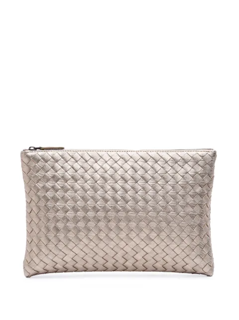 Bottega Veneta Pre-Owned 2012-2024 Metallic Grosgrain Intrecciato clutch bag