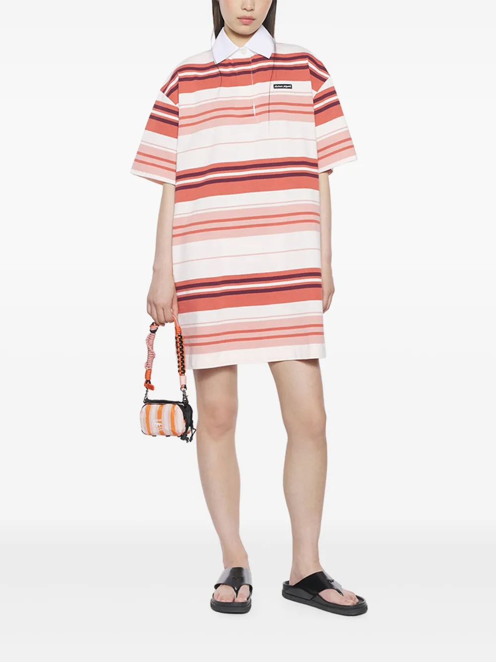 Maison Kitsuné Gestreept poloshirt - Roze