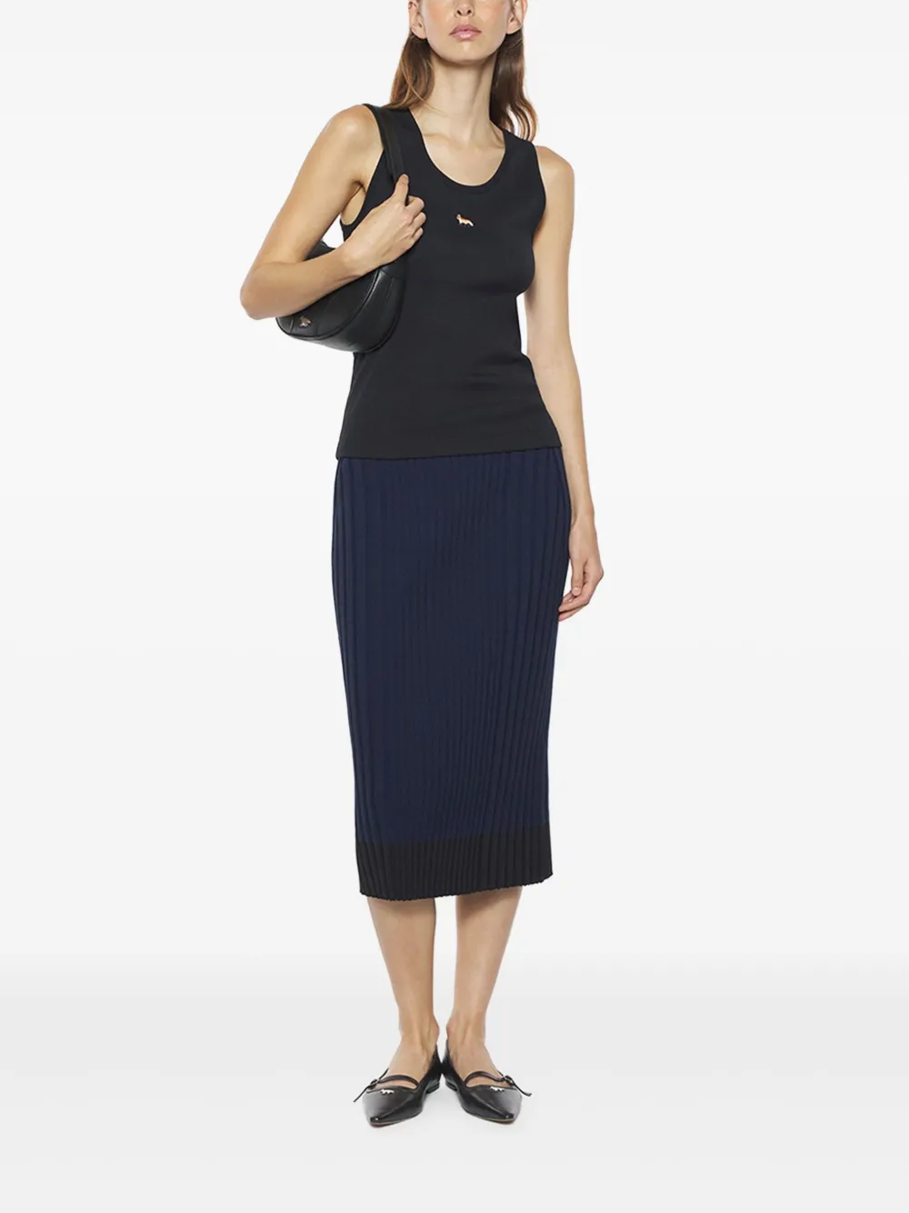 Maison Kitsuné Baby Fox-patch ribbed skirt - Blauw