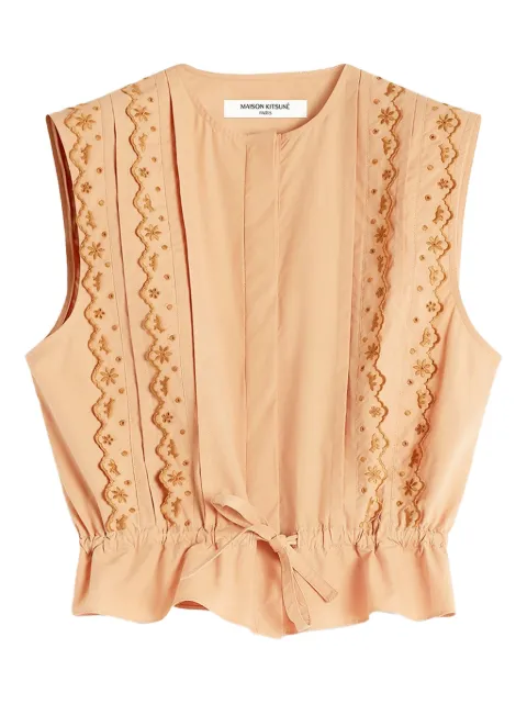 Maison Kitsuné embroidered sleeveless blouse