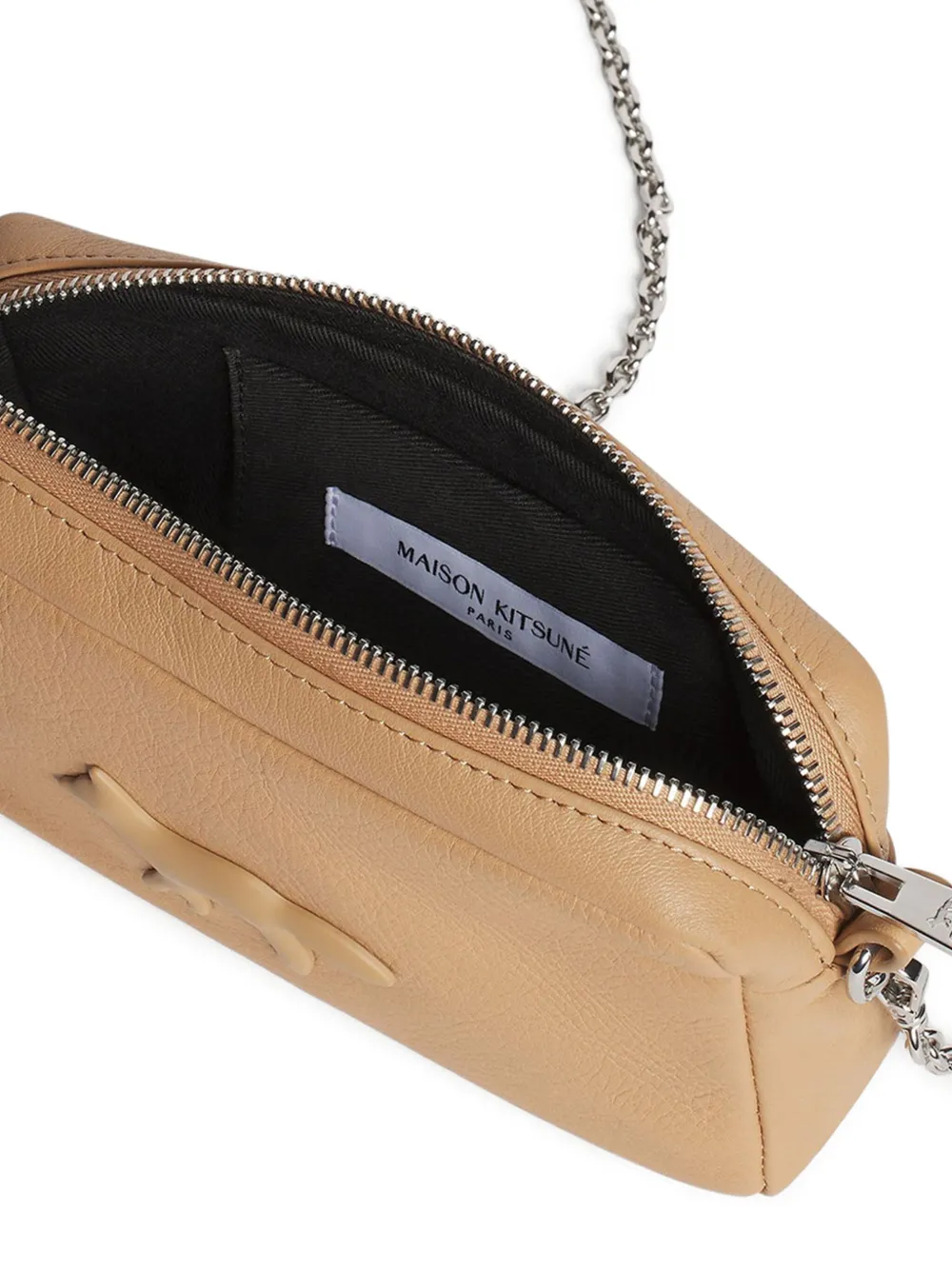 Shop Maison Kitsuné Fox-embossed Leather Cross Body Bag