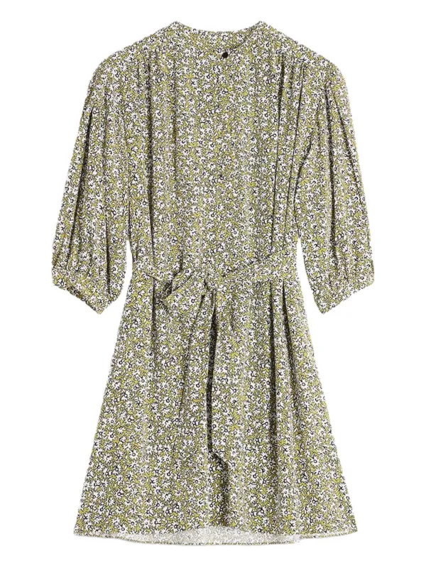 mango yellow mini dress Mango Cotton Cold Shoulder Puff Short Sleeve Mini Dress /1-2-2-1