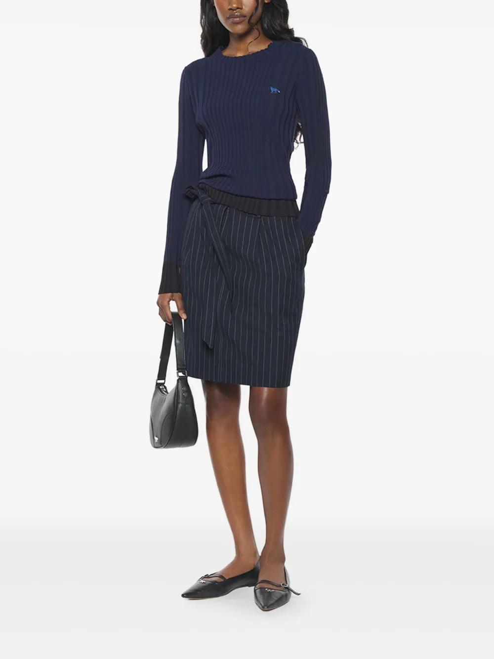 MAISON KITSUNÉ RIBBED LONG-SLEEVE SWEATER