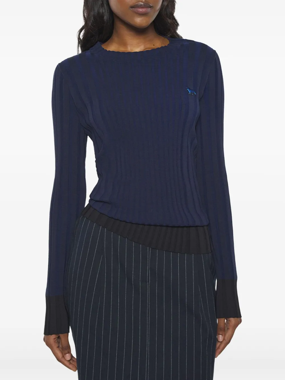 MAISON KITSUNÉ RIBBED LONG-SLEEVE SWEATER