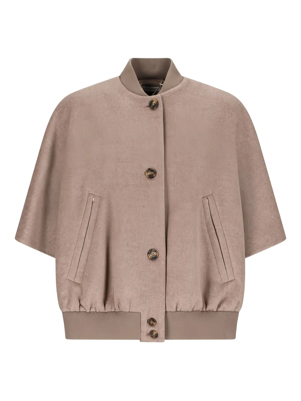 Max Mara Leticia Button-fastening Short-sleeved Jacket In Gold