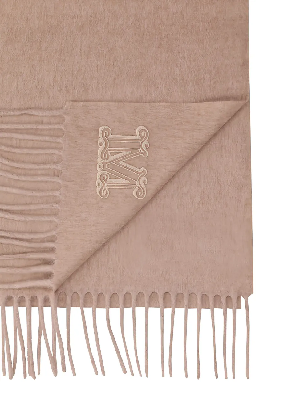 Max Mara embroidered-fringe scarf - Beige