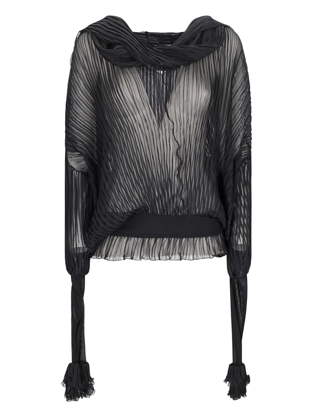 Blumarine pleated ruffled blouse Zwart